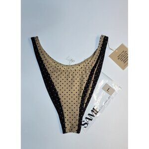 SAME Los Angeles Bottom Swim  Womens High Rise 90s Large Polka Dots White